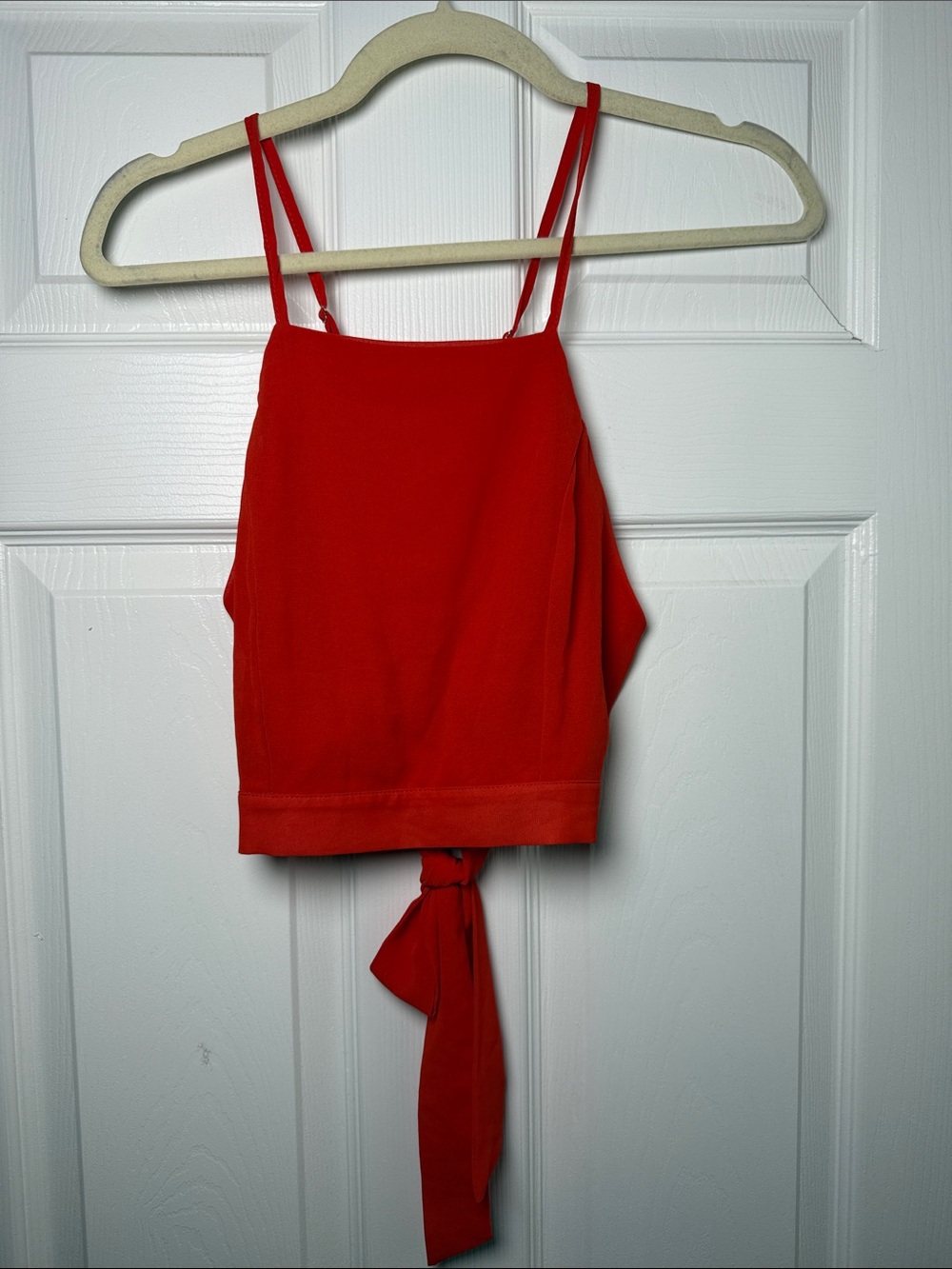 Red Tie-Back Spaghetti Strap Women's Tank Top